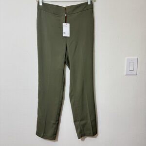 Quince Women’s Stretch Crepe Pants Size 10 Olive Green High Rise New